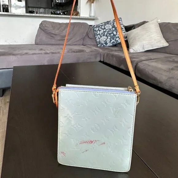 Louis Vuitton Light Blue Monogram Vernis Shoulder Bag